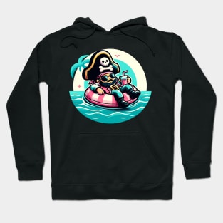 Pool Party Pirate Pink Float Funny Pirate Hoodie